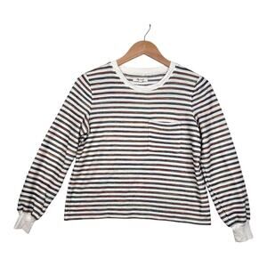 Madewell Shirt Womens XS Multicolor Stripe Thermal Long Sleeve Pocket AG244
